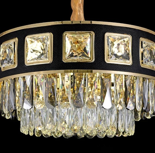 Люстра подвесная ALTIN 50*26 золото, черный, хрусталь, металл, E14.