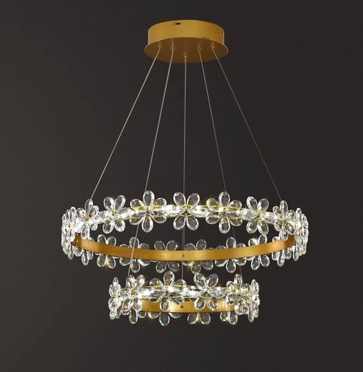 Люстра подвесная, золото, хрусталь, FERGUS 60*80, металл, LED