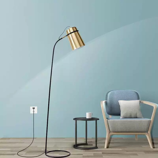 Торшер, золото, черный, Exant 35*150, светодиодный, E27, металл