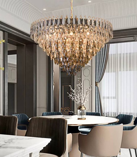 Люстра подвесная ERIM 50*31 золото, кристалл, металл, Е14.