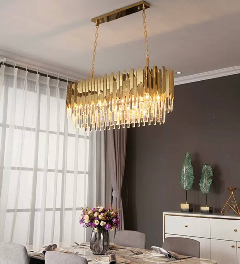 Люстра подвесная, медная, хрусталь, DILMEN 80*40, металл, Е14.