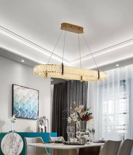 Люстра подвесная CAKIR 80*150  золотой, хрусталь, металл, LED.