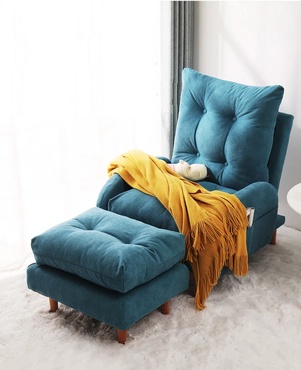 Кресло-кровать темно-синий цвет с банкеткой, 73х85х105 см