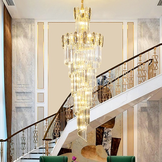 Люстра подвесная, золото, кристалл, PEACH 80*300 металл, E14.