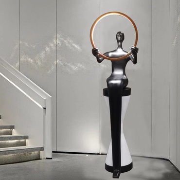 Торшер черный напольный Body lines, светодиодный led, стекловолокно