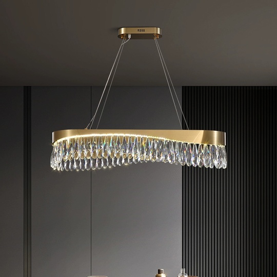 Люстра подвесная, медь, кристалл, GUNEY 100*25, металл, LED.