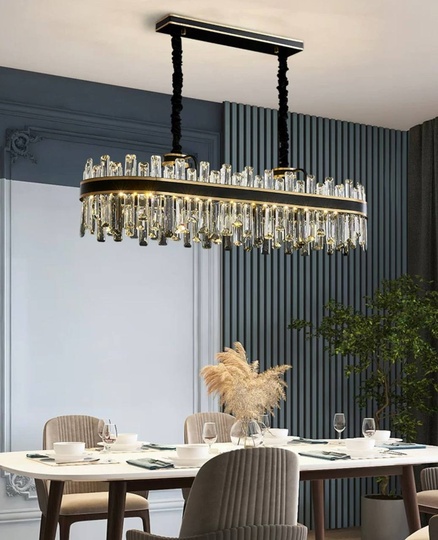 Люстра подвесная BIRGUN 100*23 золото, черный, кристалл, металл, E14.