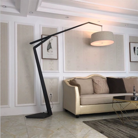 Торшер, черный, серый, Lumens 186*186, светодиодный, E27, металл, ткань