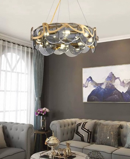 Люстра подвесная, медный, стекло, MODERN 60*25, металл, E14.