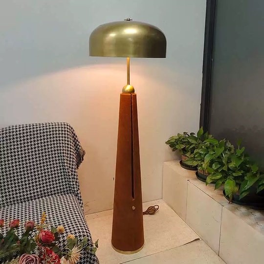 Торшер коричневый Elunara, 36*36*169 см, LED, Е27*2, кожа металл, 21 Вт