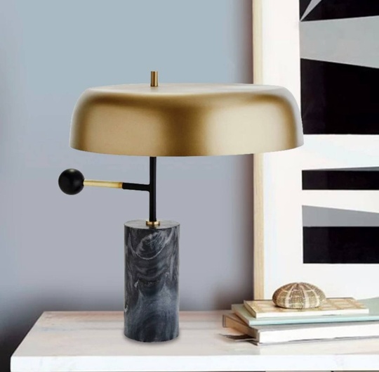 Настольная лампа LECTOR 43*45, дымчато-черный, мрамор, металл.