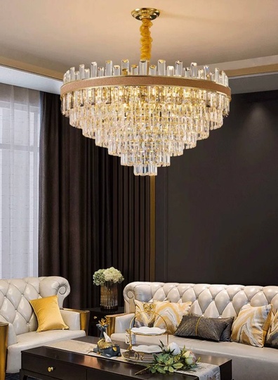 Люстра подвесная AKSES 50*31 золото, кристалл, металл, Е14.