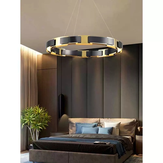 Светильник подвесной золотой, черный, Elumix, металл, 60*9 см, светодиодная, LED