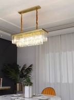 Люстра подвесная, золотой, кристалл, GINA 150*28, металл, E14.