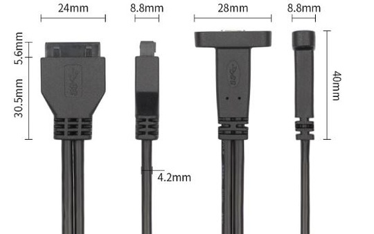 Кабель 20Pin - Type-C USB3.1 (0.5 м)