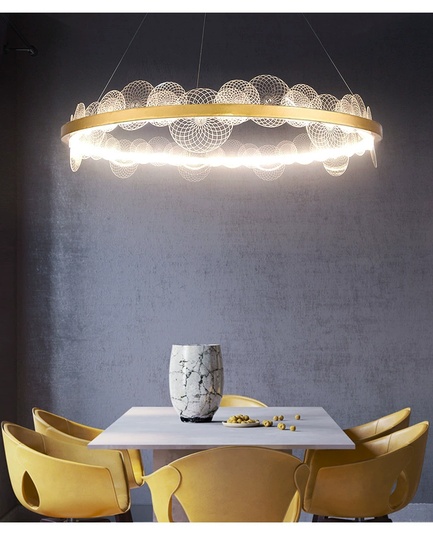 Люстра подвесная, золото, ПММА, SYLVIA 80*16, металл, LED.