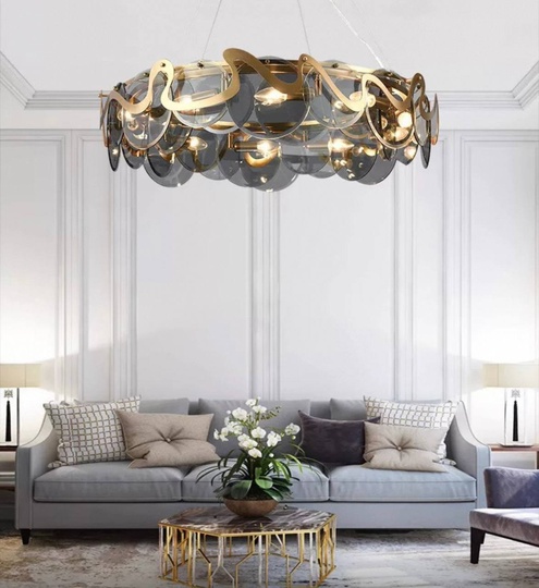 Люстра подвесная, медный, стекло, MODERN 80*25, металл, E14.