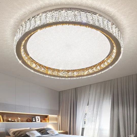 Потолочный светильник, хром, кристалл, GRACE 100*13 металл, LED.