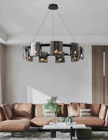 Люстра подвесная, черный, стекло, MELLIFLUOUS 100*17, металл, G9.