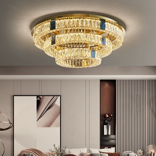 Люстра подвесная CEYHAN 40+60+80 золотой, хрусталь, металл, LED.