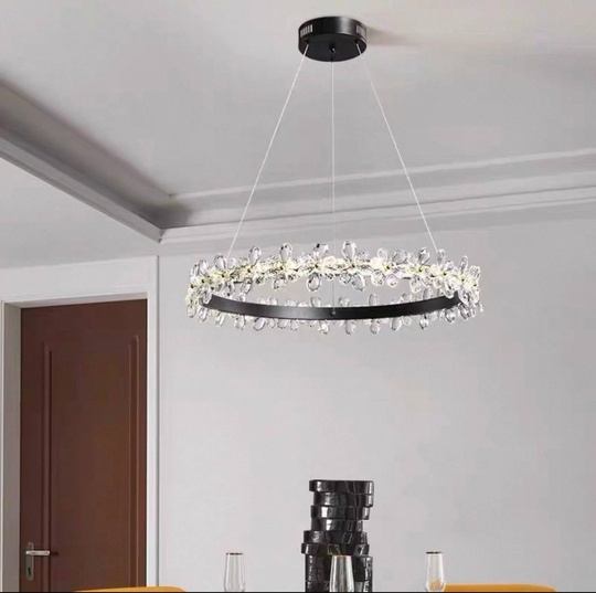 Люстра подвесная, черный, хрусталь, AXTON BLACK 60*120, металл, LED