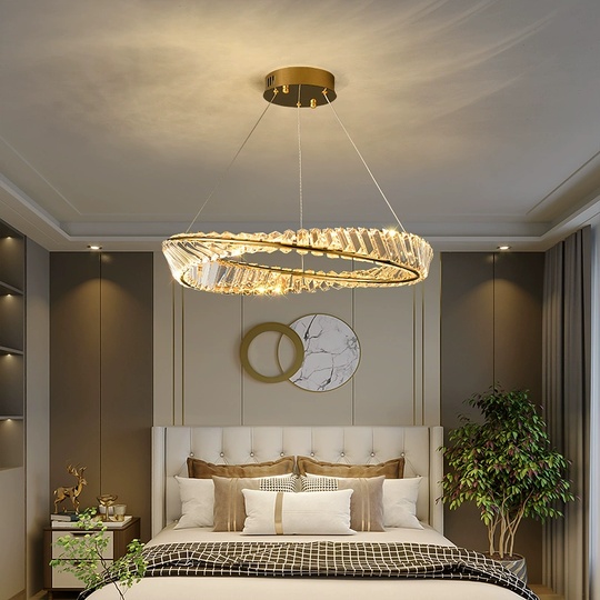 Люстра подвесная, золотой, кристалл, GLAMOROUS 100*10, металл, LED.