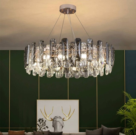 Люстра подвесная AKCICEK 60*22 дымчатый, стекло, металл, Е14.