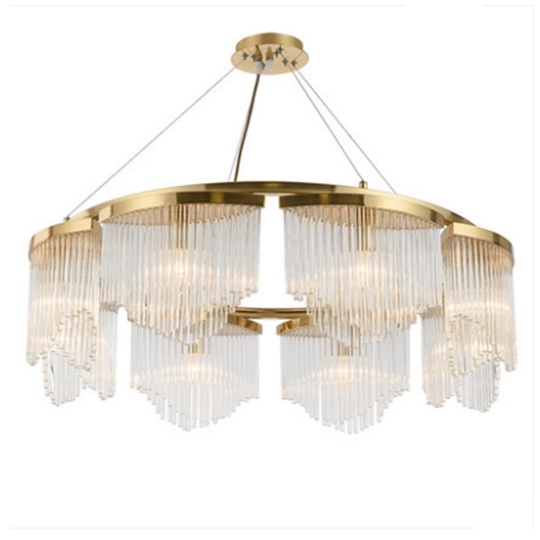 Люстра подвесная, золото, хрусталь, LATESHA 68*29, металл, E14.