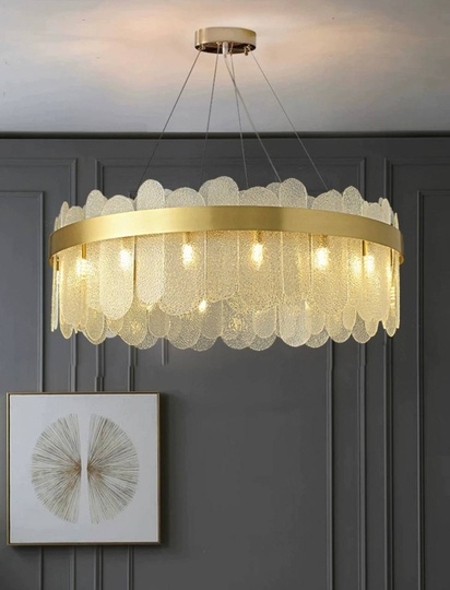 Люстра подвесная, медь, песочно-белый, стекло, DUYGU 40*27, металл, G9.