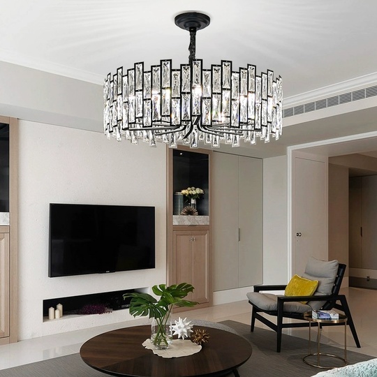 Люстра подвесная, черный, стекло, AYDOLUN 50*31, металл, E14.