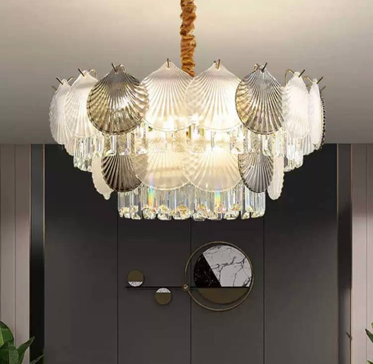 Люстра подвесная ERKE 50*28 золото, стекло, металл, Е14.