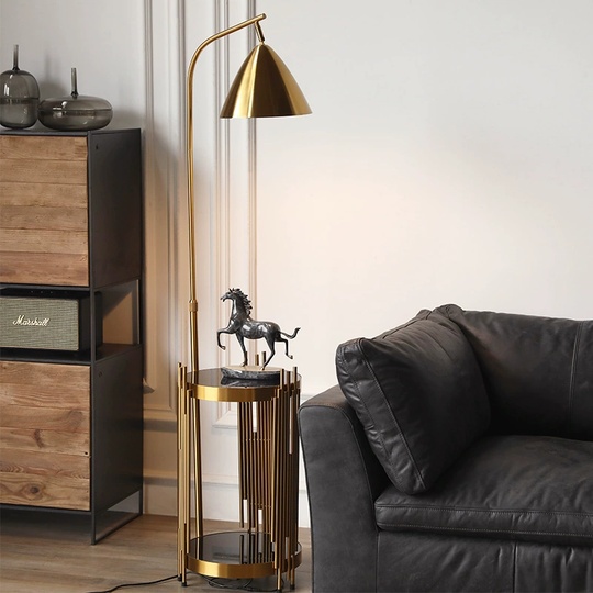 Торшер бронза Evolvix, 50*150 см, LED, Е27, металл и мрамор, 14 Вт