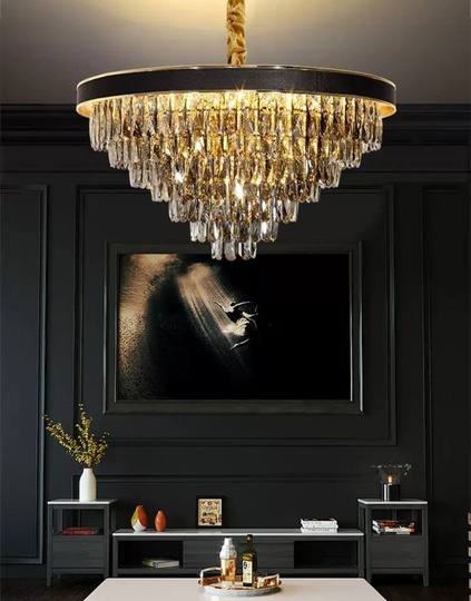 Люстра подвесная ALA 60*34 золото, кристалл, металл, Е14.