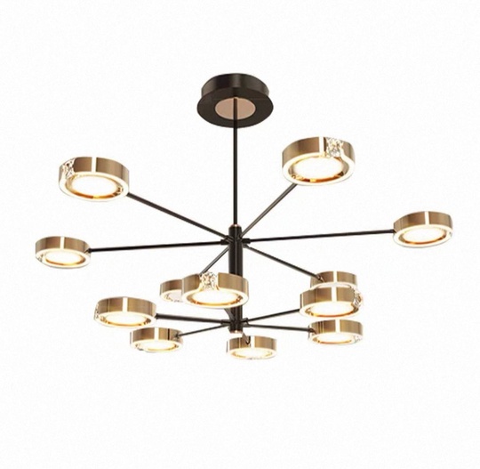 Люстра черная, золото Elixor, металл, 100*54 см, светодиодная, LED