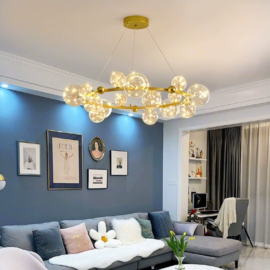 Люстра подвесная, золото, стекло, CHAT GOLD 120*32, металл, LED