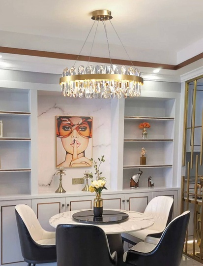 Люстра подвесная, медный, хрусталь, ELABORATIFUL 60*18, металл, LED.