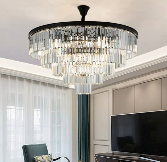 Люстра подвесная, черный, стекло, AYBAN 60*36, металл, E14.