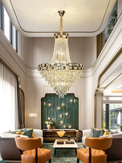 Люстра подвесная, золото, кристалл, TYLER 60*85 металл, E14.