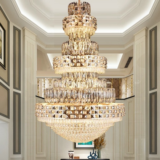 Люстра подвесная, золото, кристалл, PADDY 200*300 металл, E14.