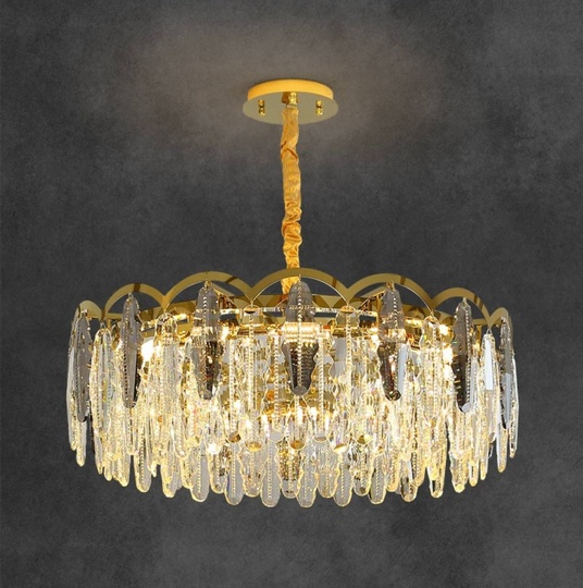 Люстра подвесная, медь, пепельный, кристалл, GUMUS 60*28, металл, Е14.