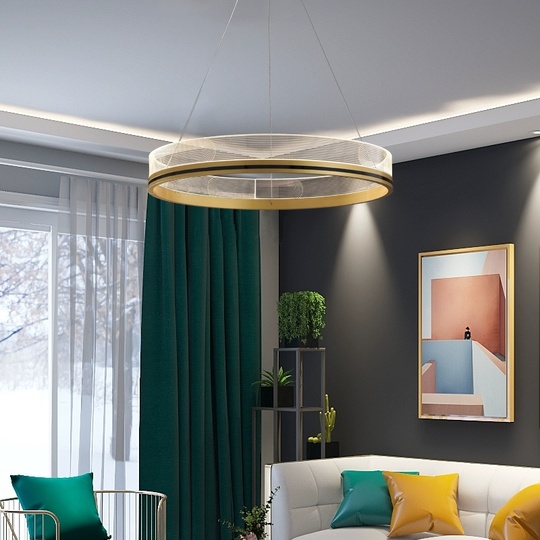 Люстра подвесная, золото, ПММА, MYLES GOLD 60*7, металл, LED