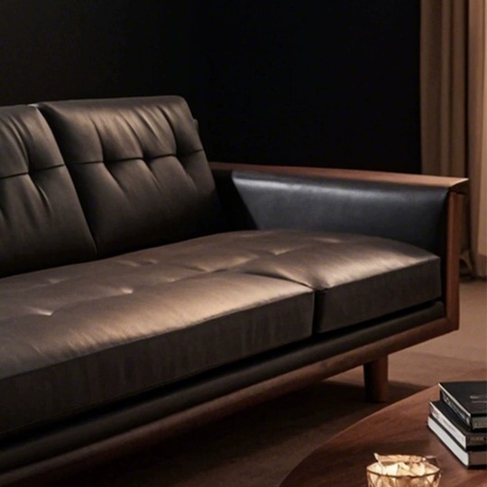 Прямой диван Courtney темный орех, кожа, 240*85*80 см