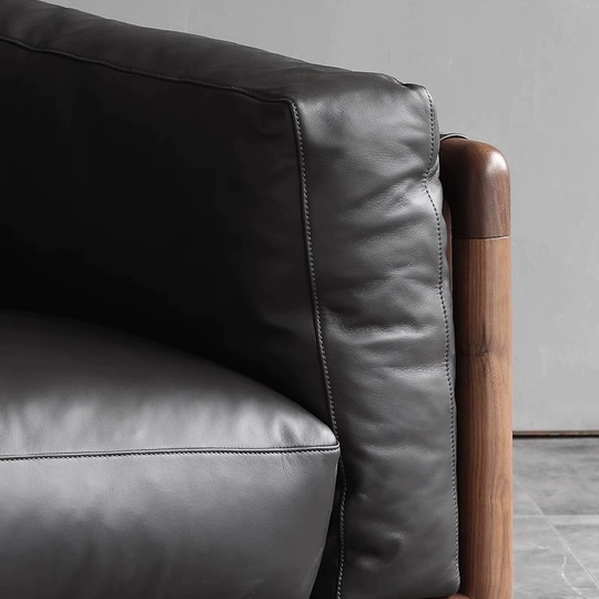 Прямой диван Andy темный орех, кожа, 170*93*74 см