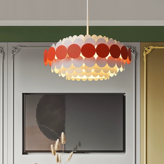 Люстра подвесная, красный, белый ПММА, ADOLPH 60*80, металл, Е14