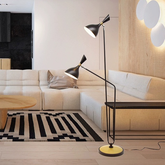 Торшер черный, золото Garden, 60*160 см, LED, 14*2, металл, 14 Вт