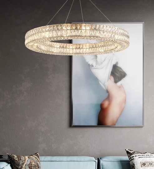 Люстра золотая Evlorm, металл, кристалл, 50*12 см, подвесная, Е14