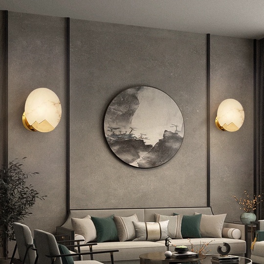 Настенный светильник медный ALABASTER, Бра, 20*20, медь, мрамор, LED.