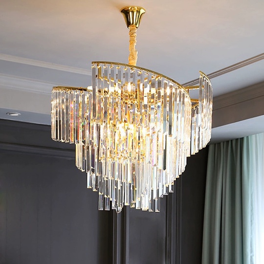 Люстра подвесная, золото, кристалл, HISA 100*65, металл, E14.