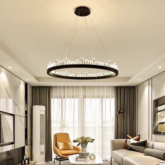 Люстра подвесная, черный, кристалл, LOGAN 40*11 металл, LED.