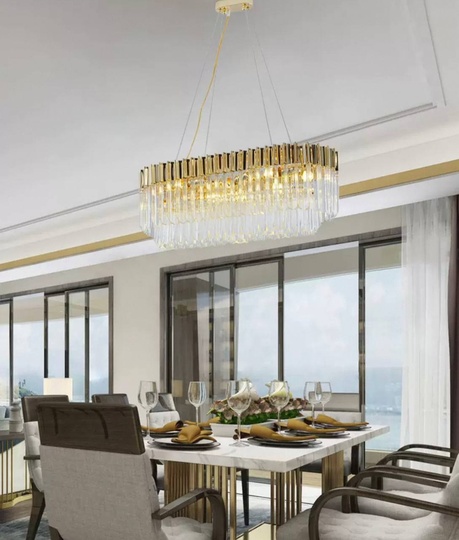 Люстра подвесная, золотой, стекло, AYKUT 80*35, металл, E14.